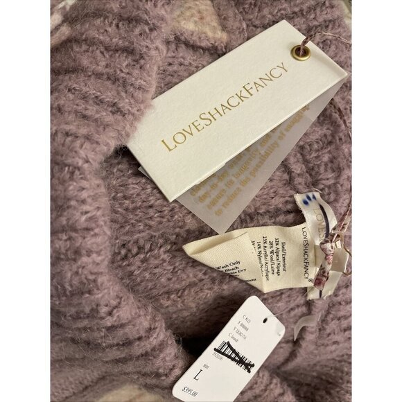 LOVESHACKFANCY Landana Wool Knit Bauble Jogger Pants Lavender Size L NWT $395 - Picture 12 of 12